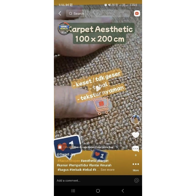 Prelove Aesthetic Karpet 100 x 200 cm