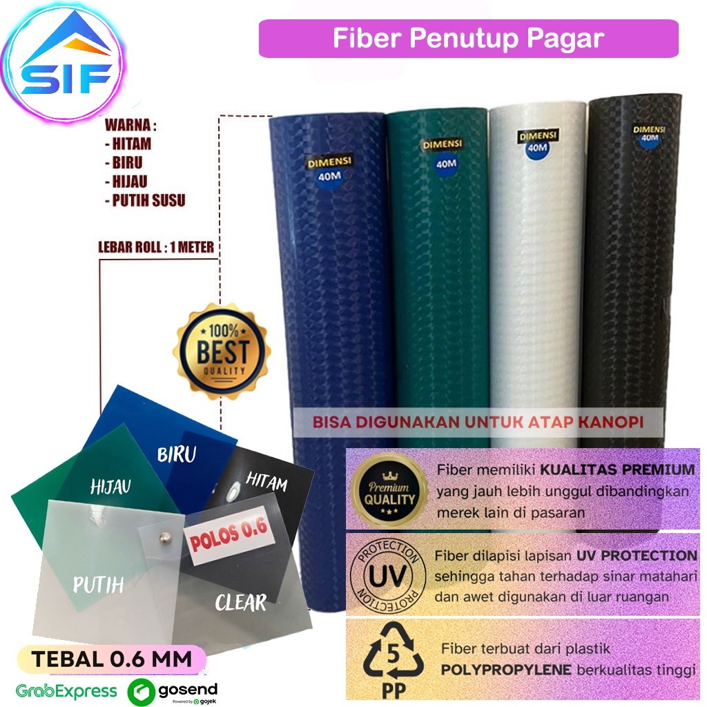 Penutup Pagar Rumah Fiber Plastik Fiber Polos Motif Anti UV Penutup Serbaguna Fiber Tutup Tangga Bal