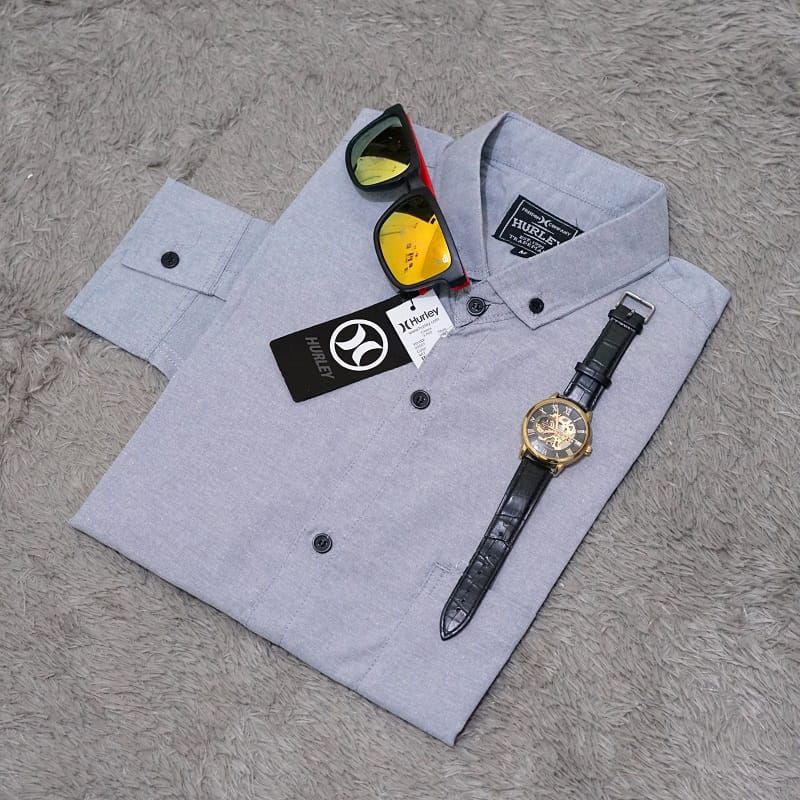 Kemeja Polos Pria Lengan Panjang Slim Fit Hurley | Kemeja panjang Slim Fit Hurley