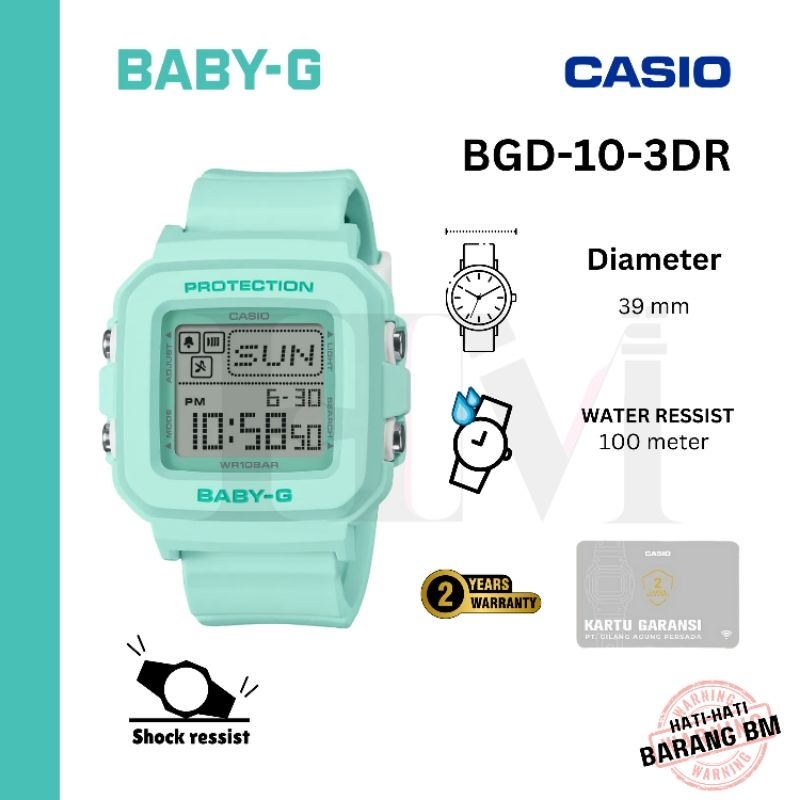 CASIO BABY-G BGD-10-3DR Jam Tangan Wanita Original Digital Karet Antiair BGD10