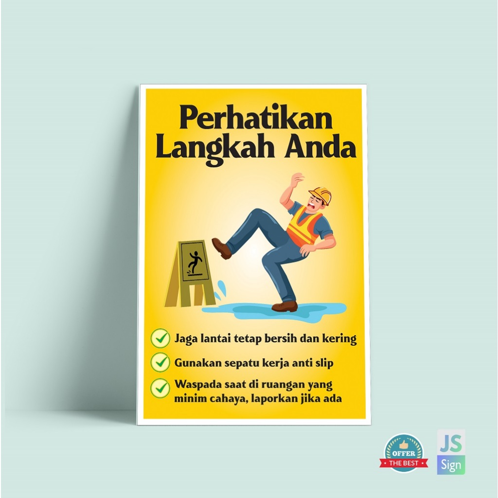 POSTER SAFETY K3 AWAS TERPELESET PERHATIKAN LANGKAH ANDA