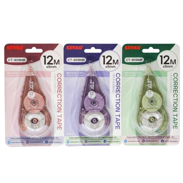 

Tip Ex Correction Pen Kenko CT-909MR Morandi Original (1 PCS) / Correction Tape Pita Koreksi Kenko CT 909 MR Morandi / Tip Ex Pita Fancy Serbaguna