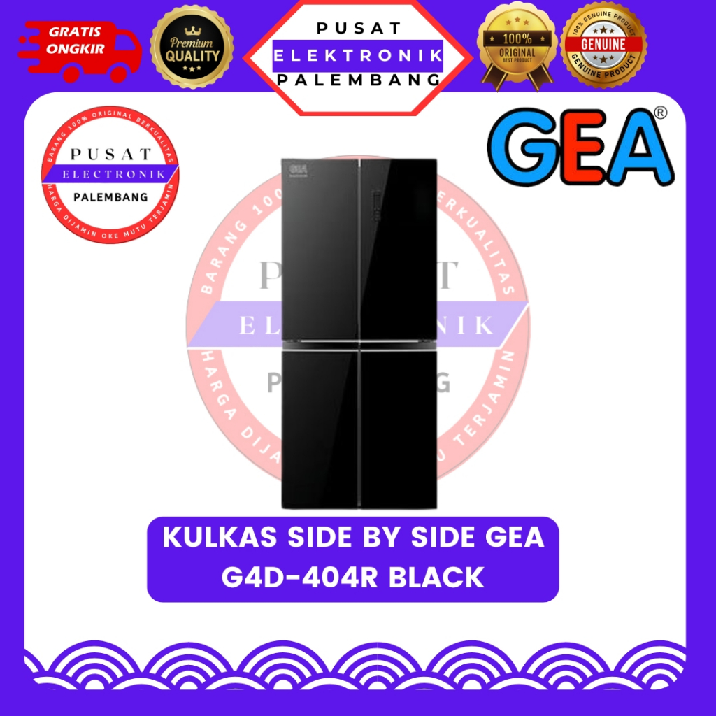 KULKAS SIDE BY SIDE GEA G4D-404 BLACK / HITAM KULKAS SIDE BY SIDE PALEMBANG