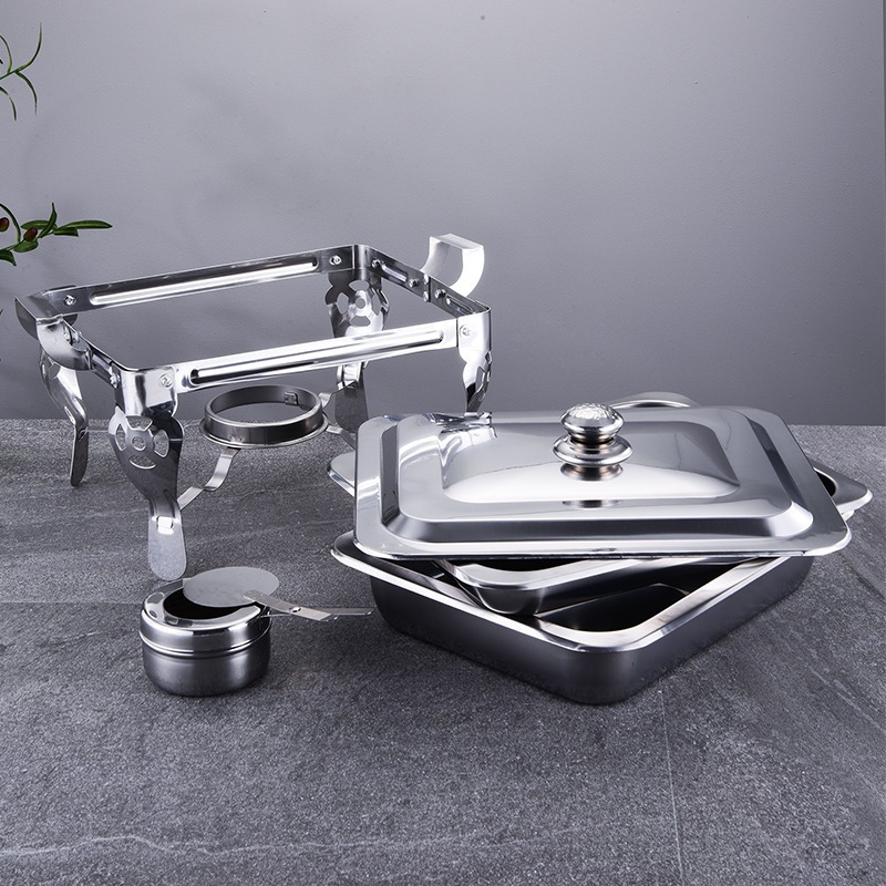 Warmer Square Pan Chafing Dish Tebal Tempat Pemanas Makanan Prasmanan Jumbo 2 Kompor Api Wadah Saji