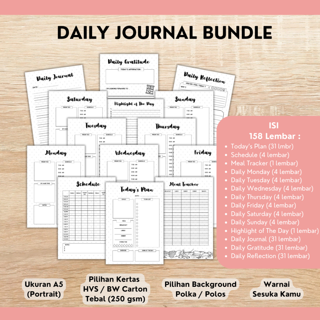 

BuJoKu Daily Journal Bundle | Bullet Journal | Template Journaling Book