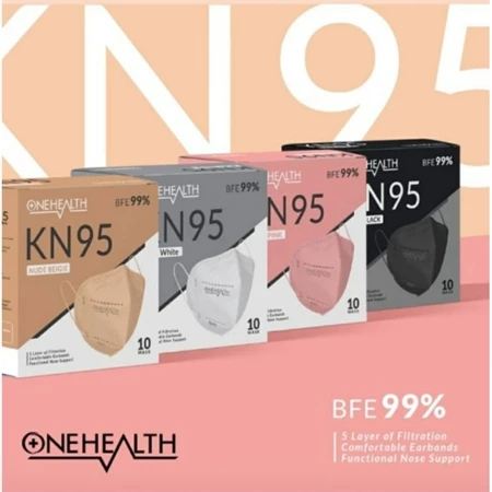 Masker 5 Ply Per Box isi 10 Pcs OneHealth KN95 Masker BFE 99%