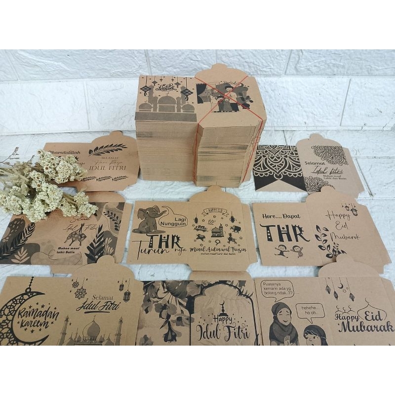 

angpao lebaran/amplop lebaran kraf 1kg masih lembaran(kurlab 500psc)8 motif