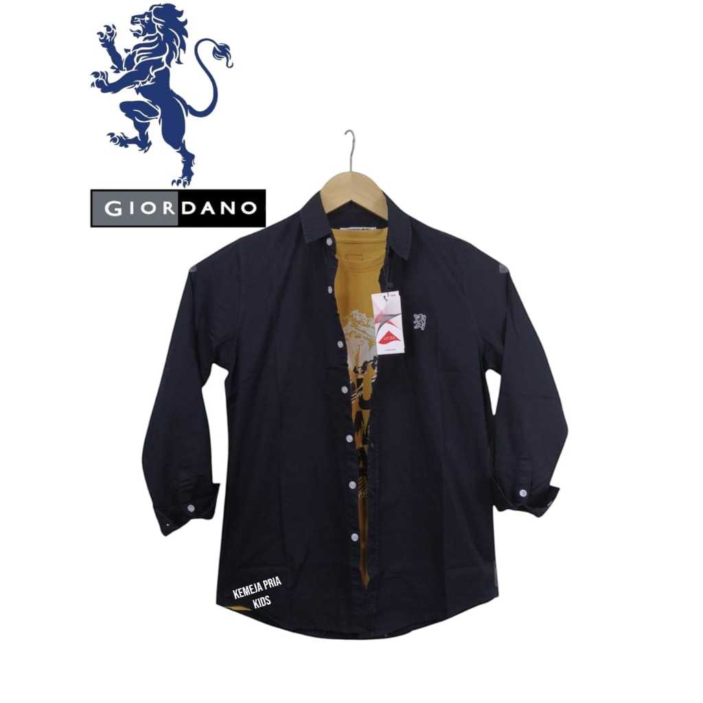 baju kemeja pria giordano lengan panjang/kemeja pria giordano pria slim fit premium