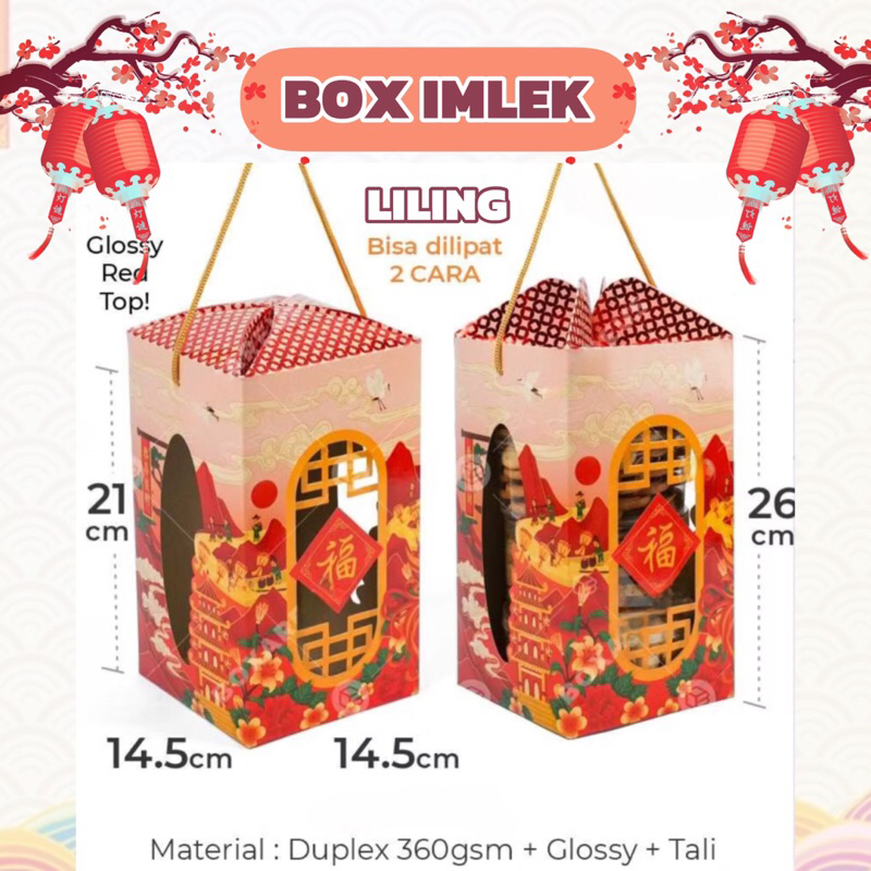 

LILING | Box Hampers Toples Bulat 500gr Imlek Kotak Gift Sincia Packaging Toples Kue Kering Chinese New Year CNY