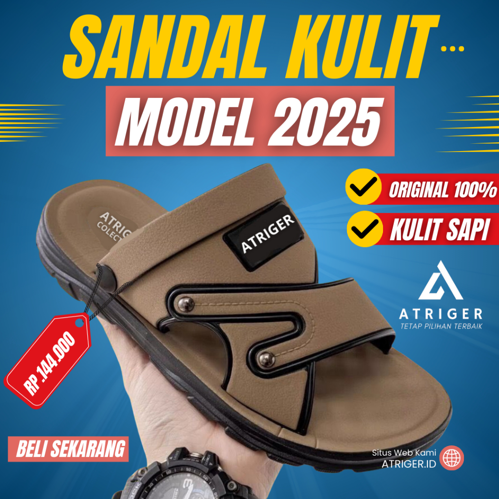 { ATRIGER } Sandal  Kulit Pria TERLARIS MODEL 2025 Kekinian Sendal Cowok untuk jalamn jalan kondanga