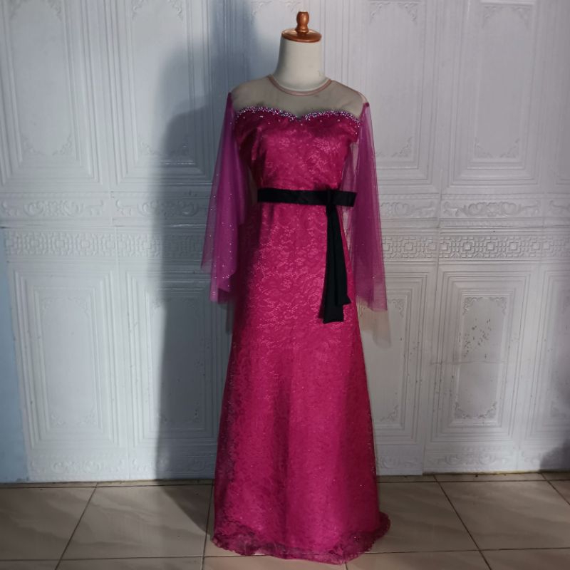 dress brokat panjang