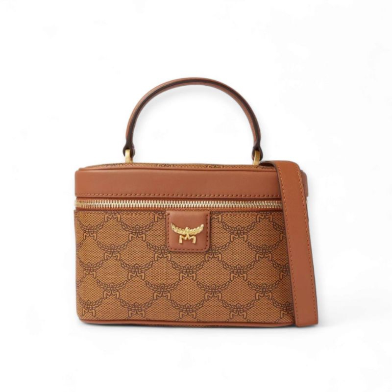READY  MCM Small Himmel Vanity Case Cognac Size 19 x 13 x 10cm  7.100k