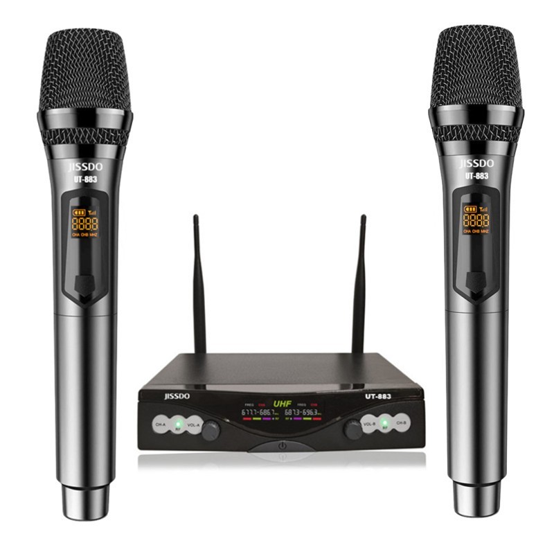 Professional Heavy Wireless Microphone System UHF Dual Handheld Mic - UT-883