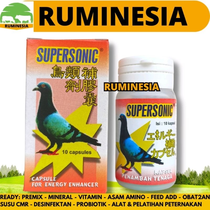 SUPERSONIC 1 Botol 10 KAPSUL - Jamu Merpati Penambah Stamina Tenaga & Daya Tahan Tubuh - Vitamin Dop