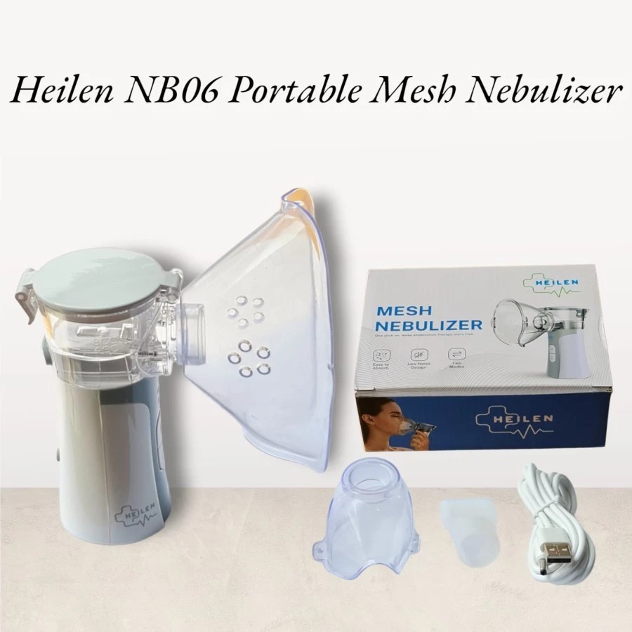 Heilen NB06 Portable Mesh Nebulizer Alat Uap Asma Inhaler Inhalasi Pernafasan