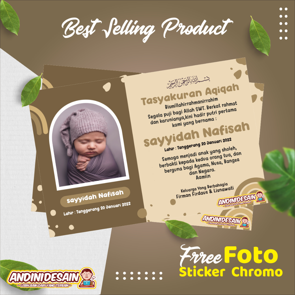 

Murah Banger Sticker Tasyakuran Aqiqah/Kelahiran Aestetic isi 100 Pcs | Free Tambah foto
