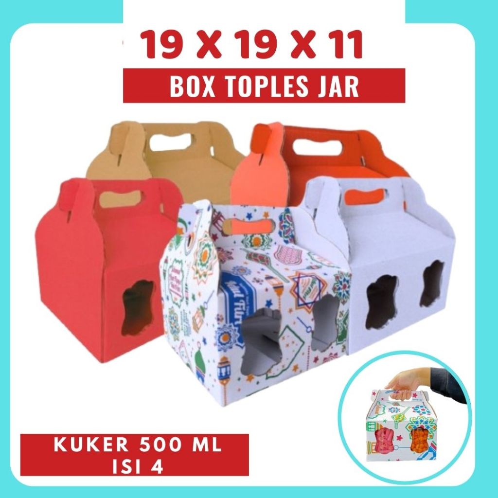 

Box Kuker jar 19x19x11 Toples Jar 500ml isi 4 Jinjing Gable Box Jar Kue Kering Gable Box Serbaguna Botol Dus Kue Kering Kemasan Madu Souvenir