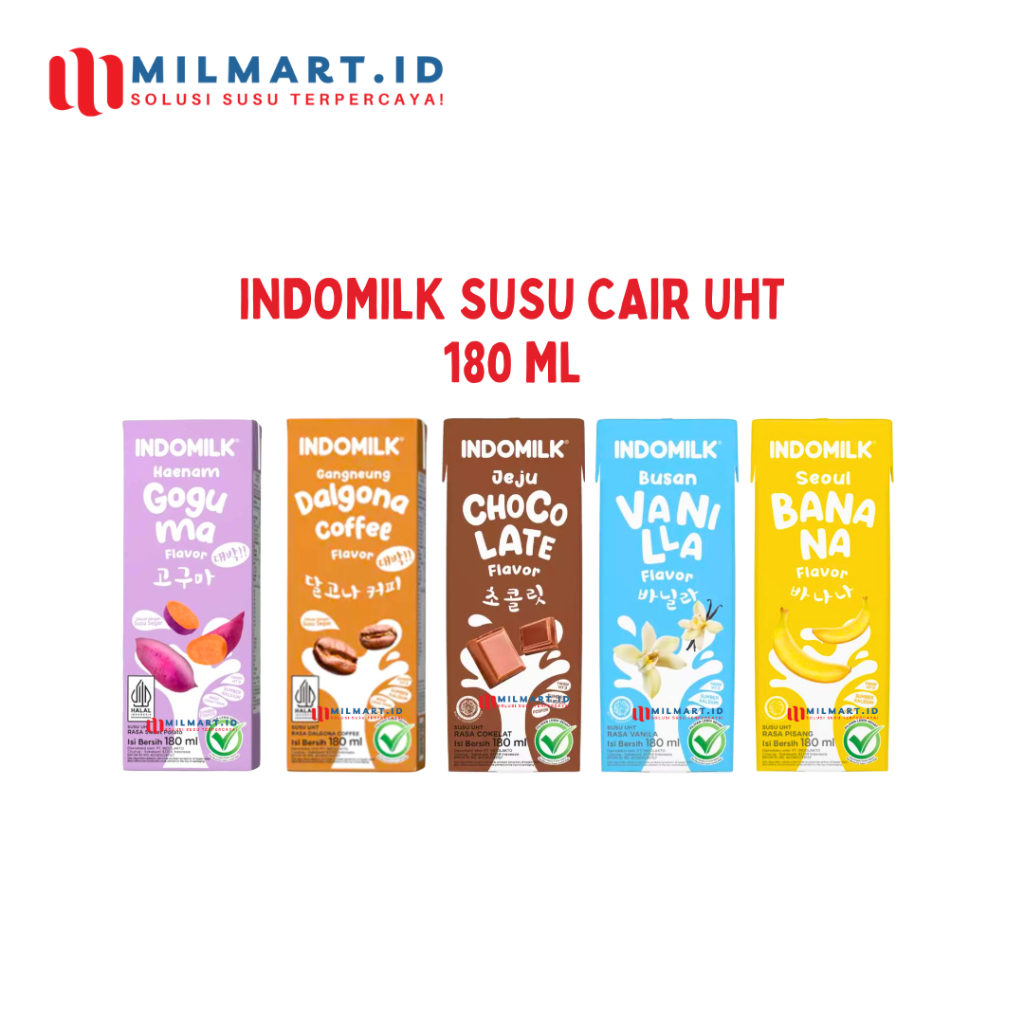 INDOMILK SEOUL SUSU UHT 180ML RASA DALGONA COFFEE/VANILLA/BANANA/GOGUMA/CHOCO LATE LATTE