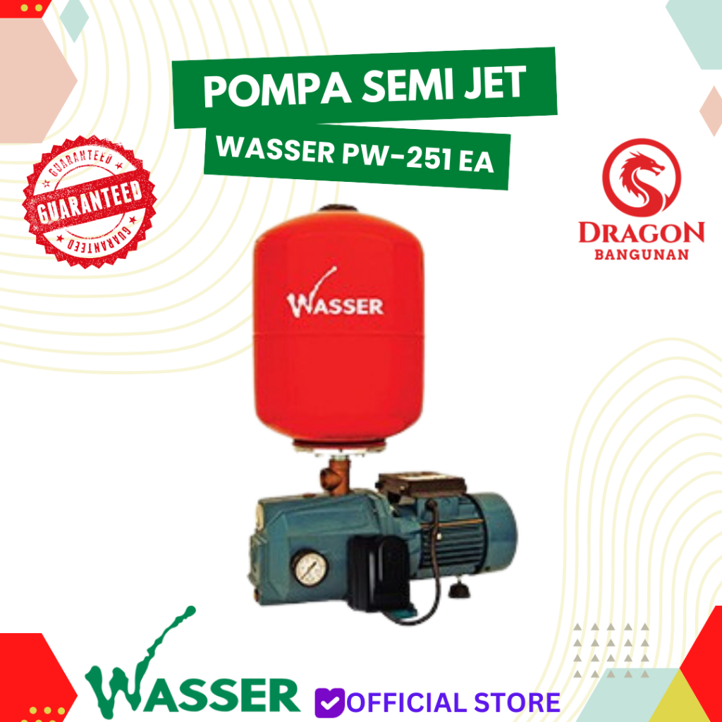 Pompa Air Wasser PW - 251 EA - Semi Jet Pump Wasser 250 Watt Tanpa Tabung