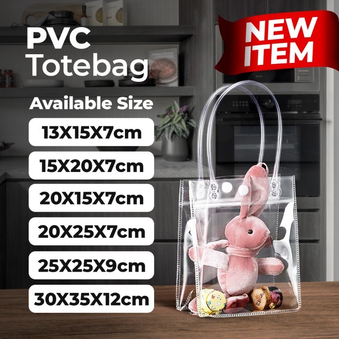 

Tas Totebag Mika PVC 13 x 15 +7cm | Kantong Mika | Goodie Bag | Tas Hampers | Tas Souvenir Transparan