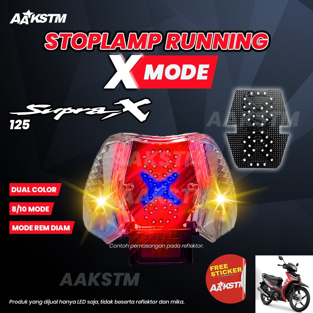 Lampu Rem LED Supra X 125 X Mode LED 8 10 Mode Running Lampu  Belakang Variasi Modifikasi Motor