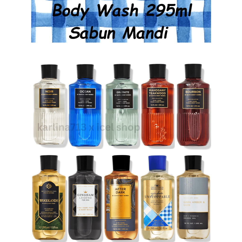 BBW Bath and Body Works - 3in1 Hair Face & Body Wash Men 295ml & 88ml Travel Size Original ( After D