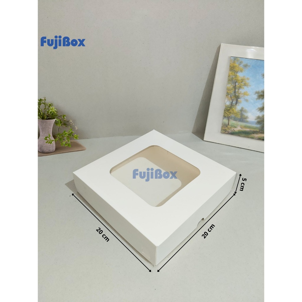 

(10 Pcs) Fuji Box Dus Kotak Kue Cake Brownies Pie Ivory 20 cm x 20 cm x 5 cm Putih Polos Ivory Premium Jendela