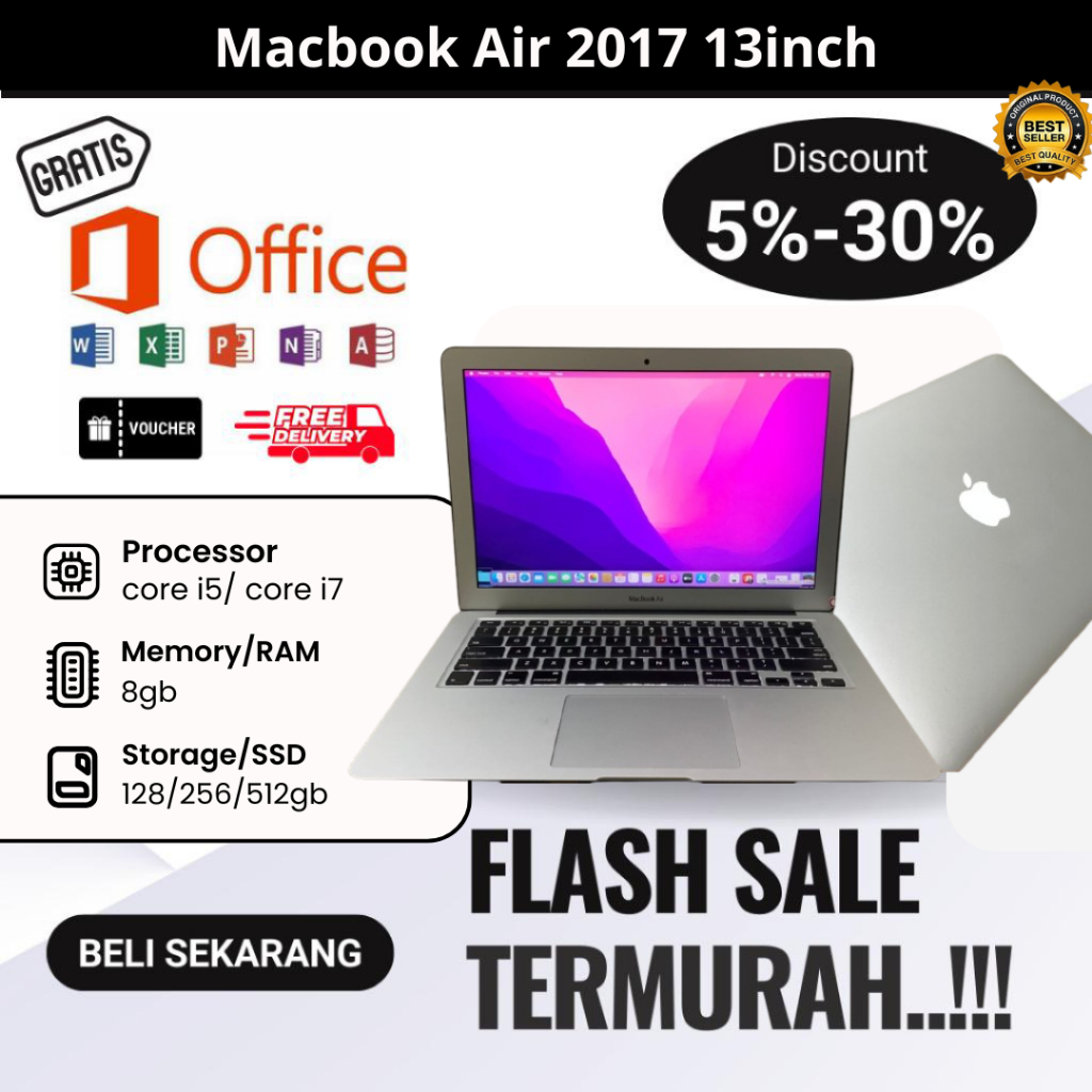 [PROMO MULUS] Macbook Air 13inch 2017 core i5/i7, RAM 8gb SSD 256gb/128gb