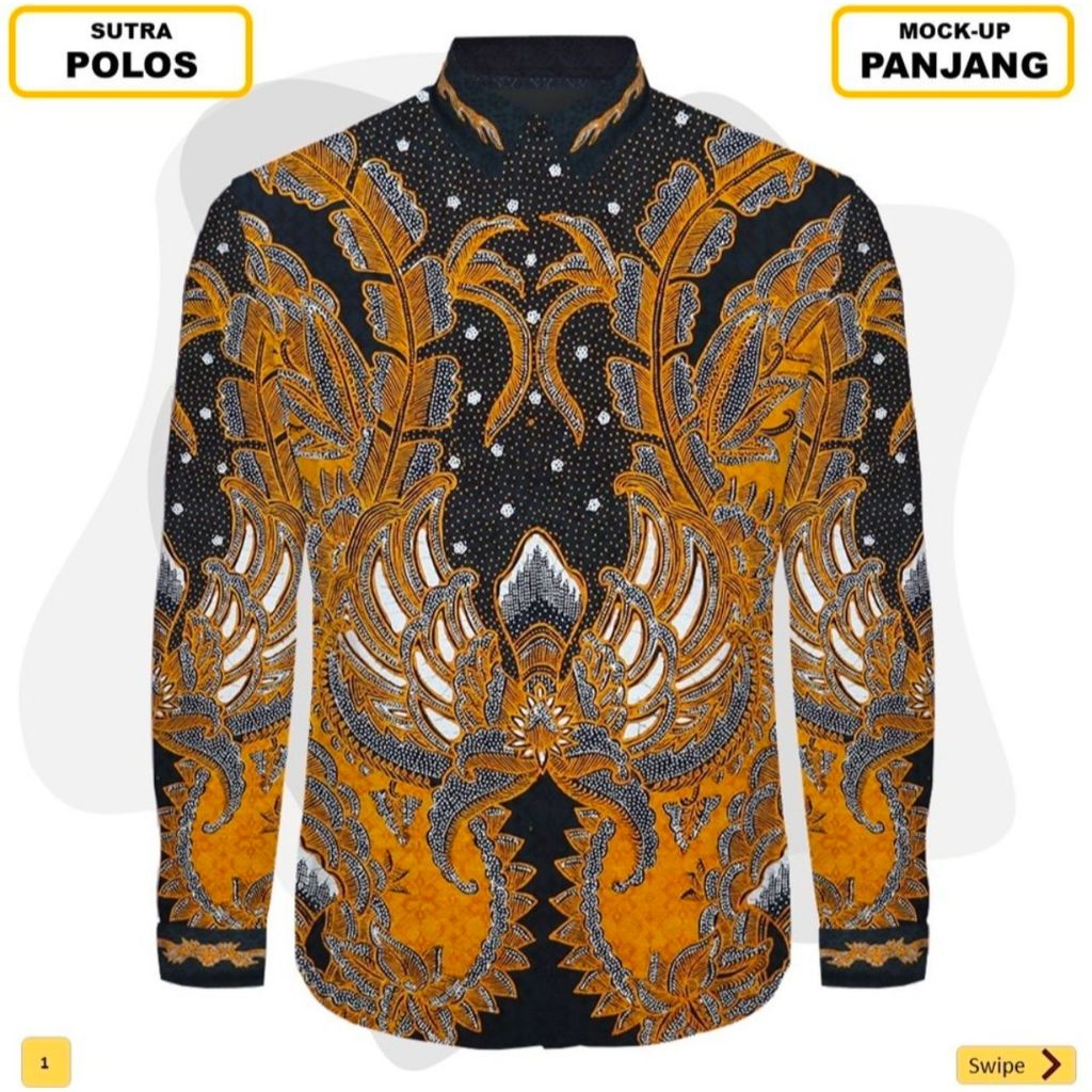 Kemeja lengan panjang batik tulis bahan sutra