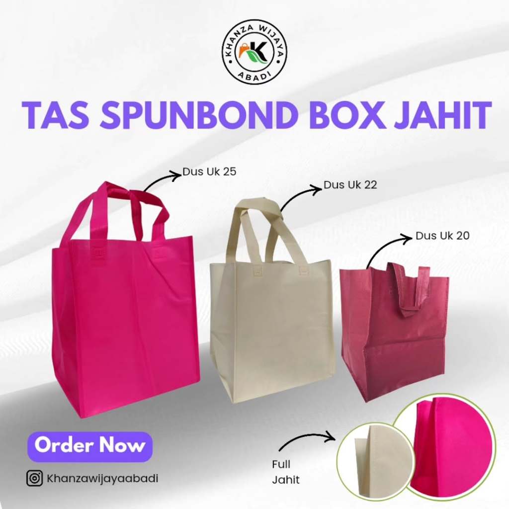 

Spunbond Bag 25x28x24 / Tas Spunbond Box HBJ 22 / Tas Box Jahit / Harga Satuan