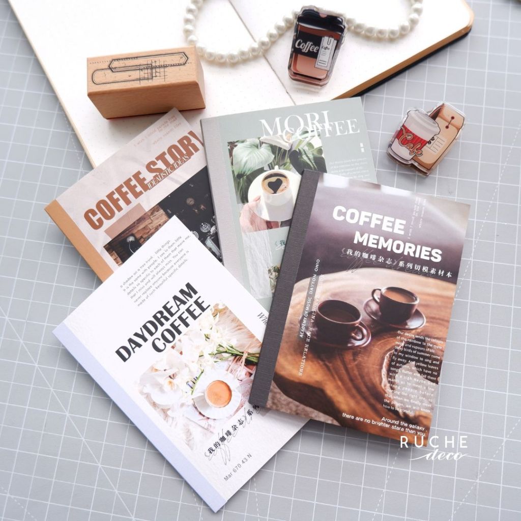 

RUCHE DECO - Sticker Book 8 Coffe Magazine / Sticker Set Dekorasi Hiasan Bujo Bullet Jurnal Journaling Journal Scrapbook / Set Stiker Notebook
