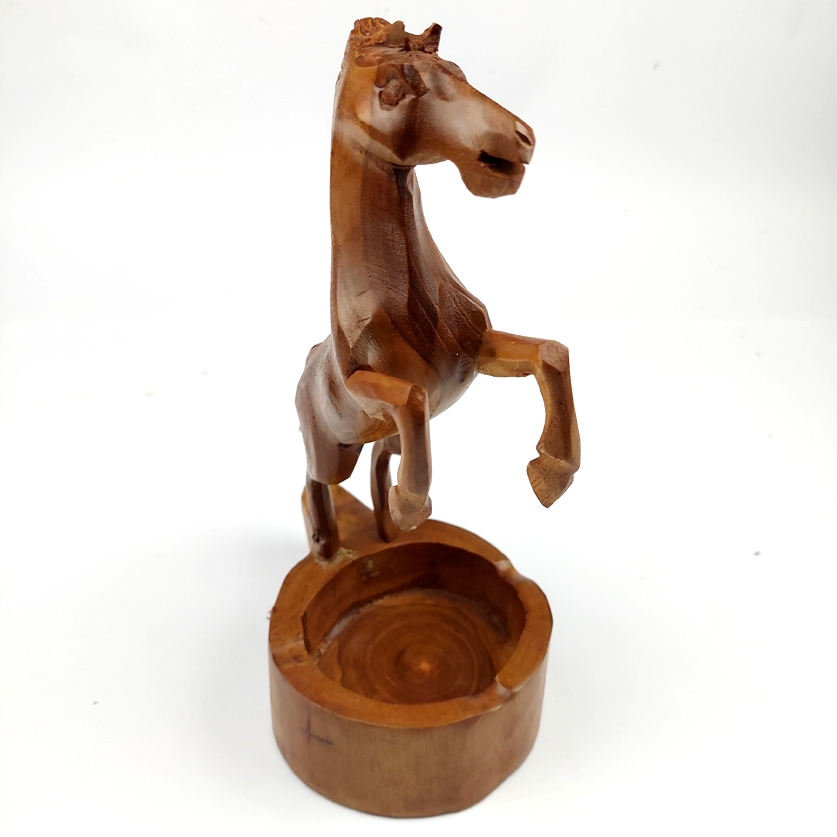 Asbak Aesthetic Kayu Souvenir Miniatur Kuda Jingkrak Pahat Kayu Jati
