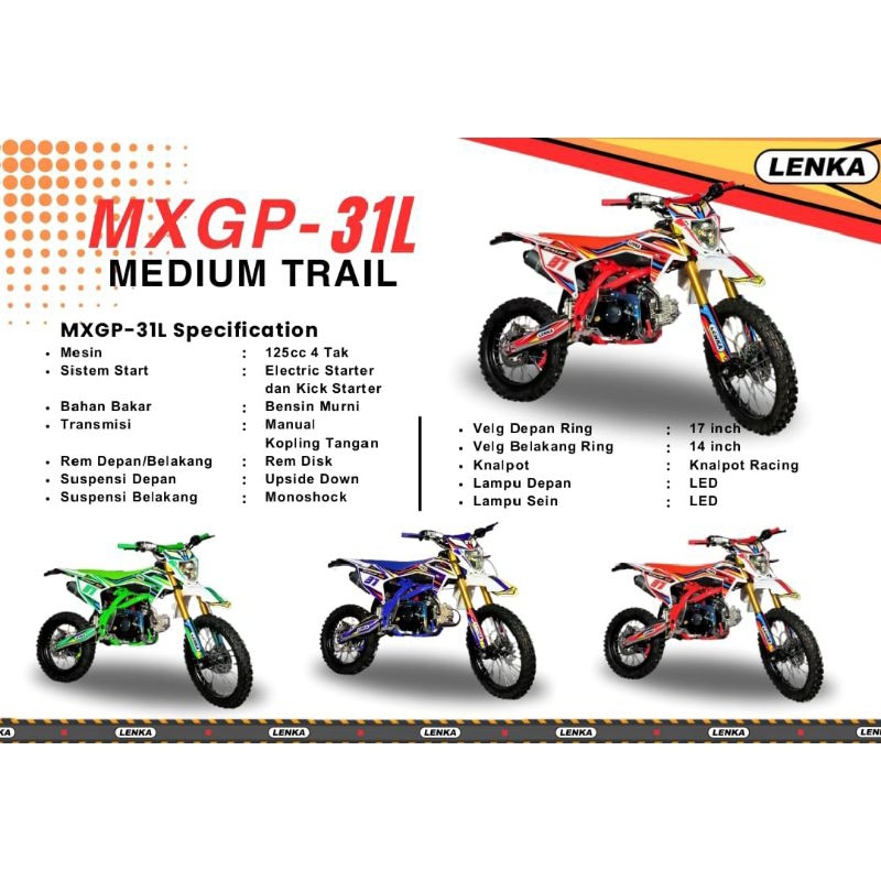Medium Trail LENKA MXGP 31L 125cc Manual Kopling