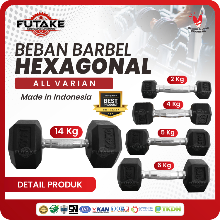 FUTAKE - Barbell Dumbell Hexagonal All Varian Barbel Hexagonal Besi Cor