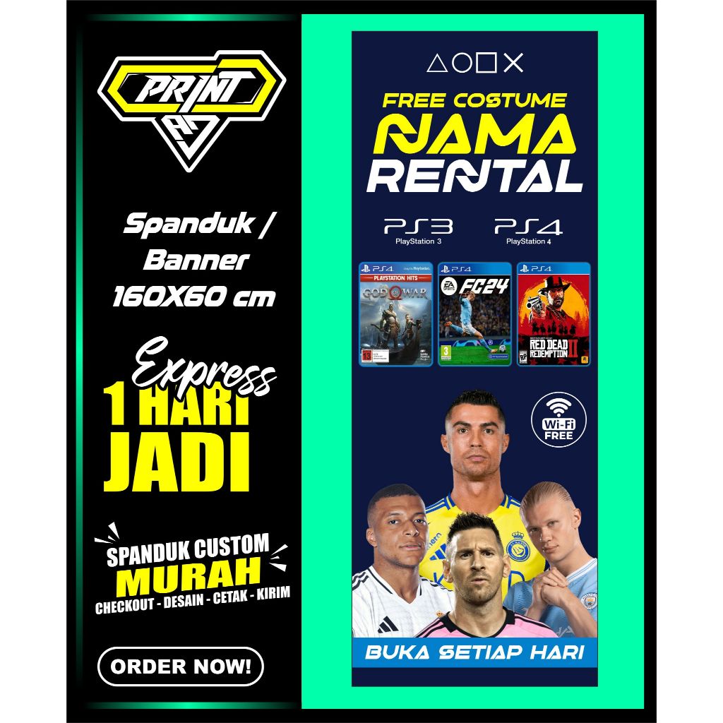 Banner RENTAL PS COSTUM. Spanduk RENTAL PS COSTUM 160X60 cm, COD / Banner RENTAL PS COSTUM. Spanduk 