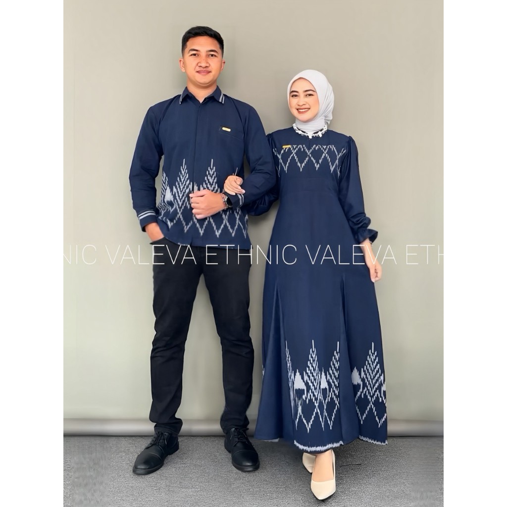 KINANTI NAVY GREY - BAJU TENUN COUPLE - SET BAJU SERAGAM KELUARGA - DRESS KONDANGAN - OUTFIT LEBARAN