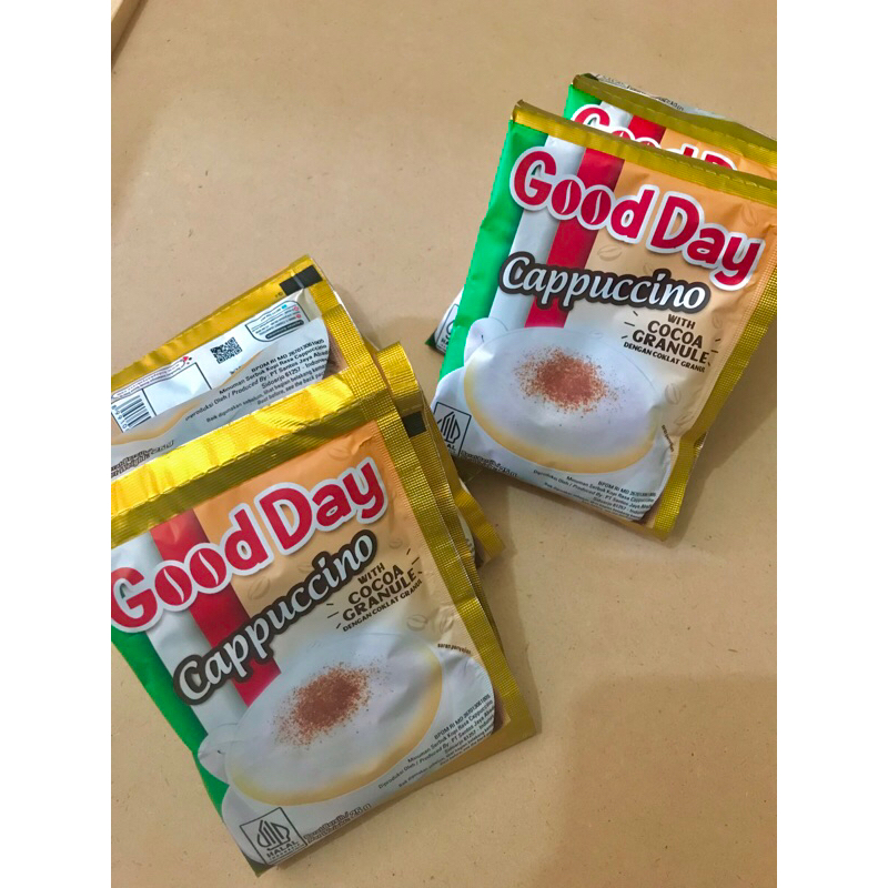 

Good Day cappuccino 1 renceng isi (10pcs)