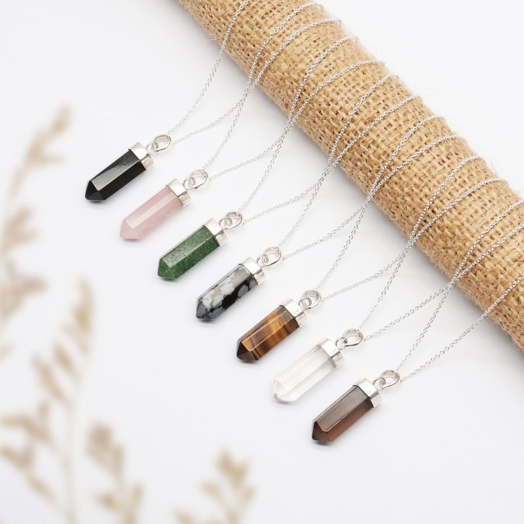 PERAK ASLI Healing Crystal Pendant (Hanya Liontin) | Liontin Crystal Pencil Natural Gemstones | Crys