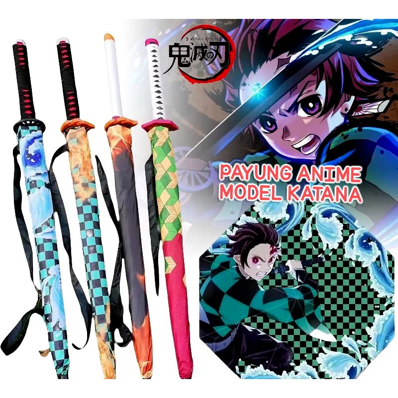 Payung UV Model Pedang Samurai Demon Slayer | Payung Tanjiro Kamado | Payung Anime Demon Slayer | Pa