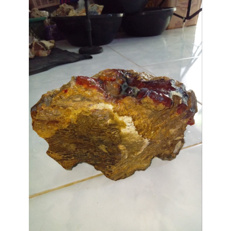 Original Batu Bacan Obi Merah Kristal & Teratai Kristal Unik