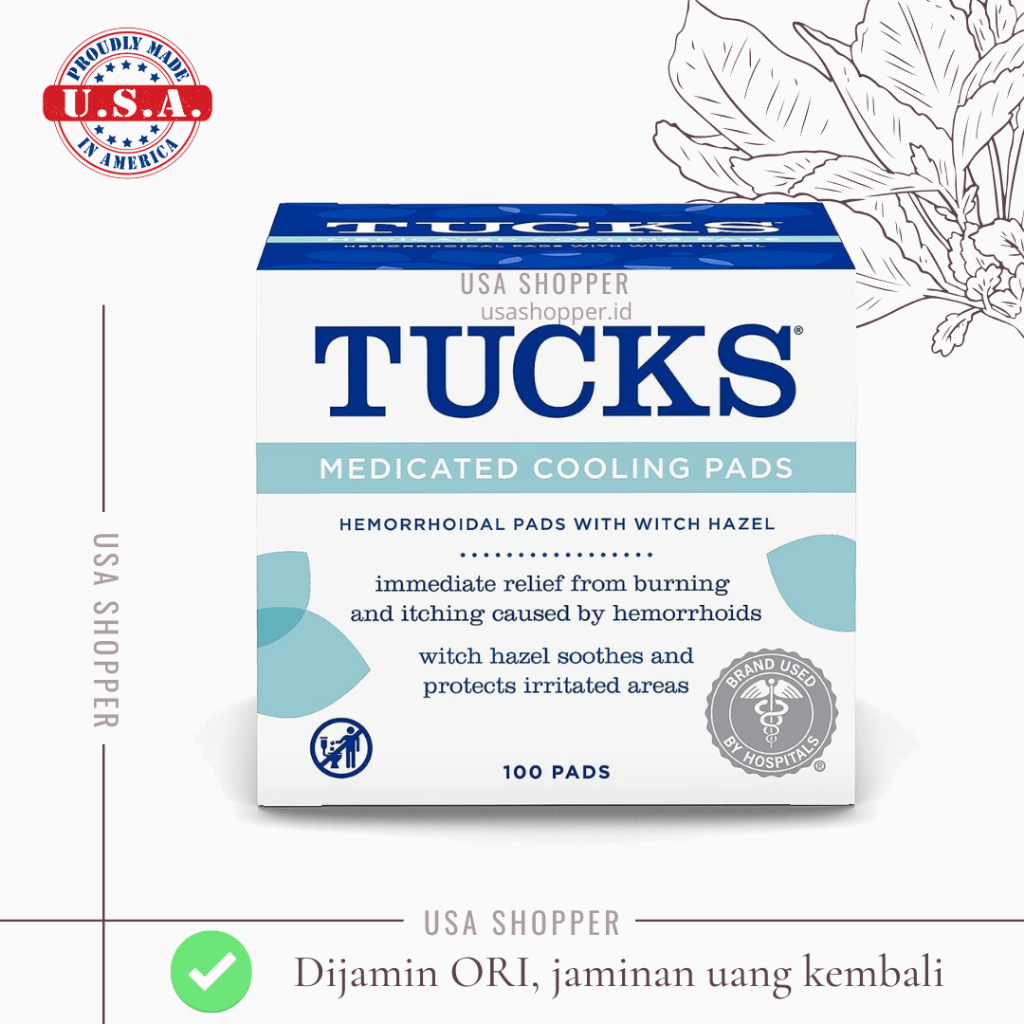 [ORI USA] TUCKS Hemorrhoid Medicated Cooling Pads with Witch Hazel 100 Pads Ambeien Used by Hospital