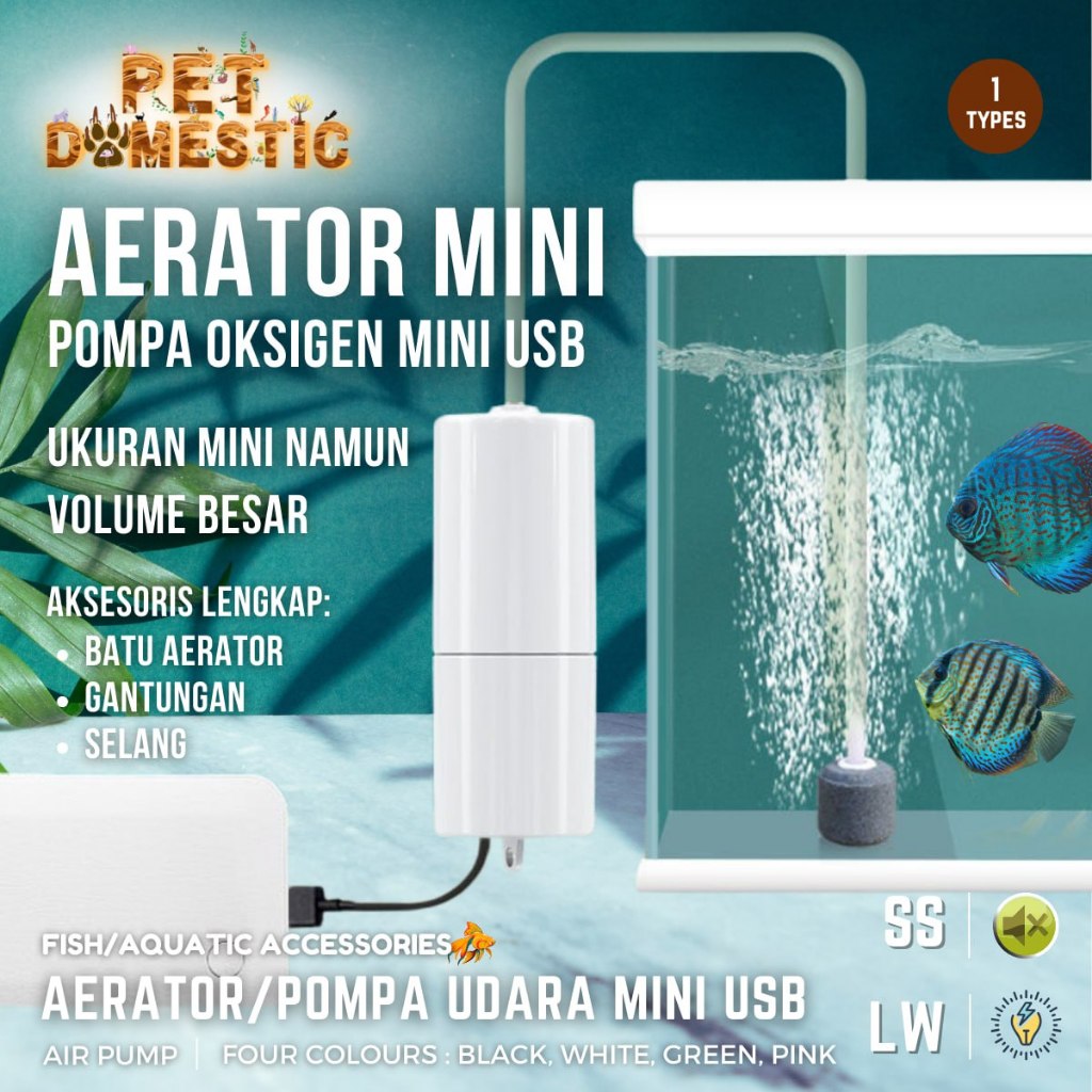 Mini Aerator USB Air Pump Portable Mesin Airator AC Pompa Udara Gelembung Oksigen Aquarium Akuarium 