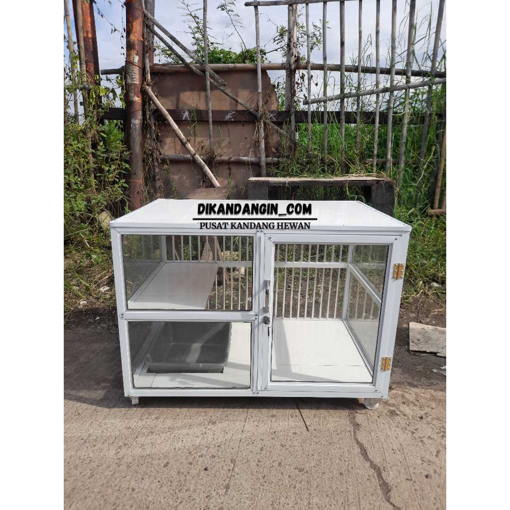 KANDANG KUCING ALUMUNIUM 1 TINGKAT PTH FULL KACA