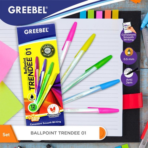 

GREEBEL BALLPOINT / PULPEN GREEBEL TRENDEE 01 HITAM / LUSIN