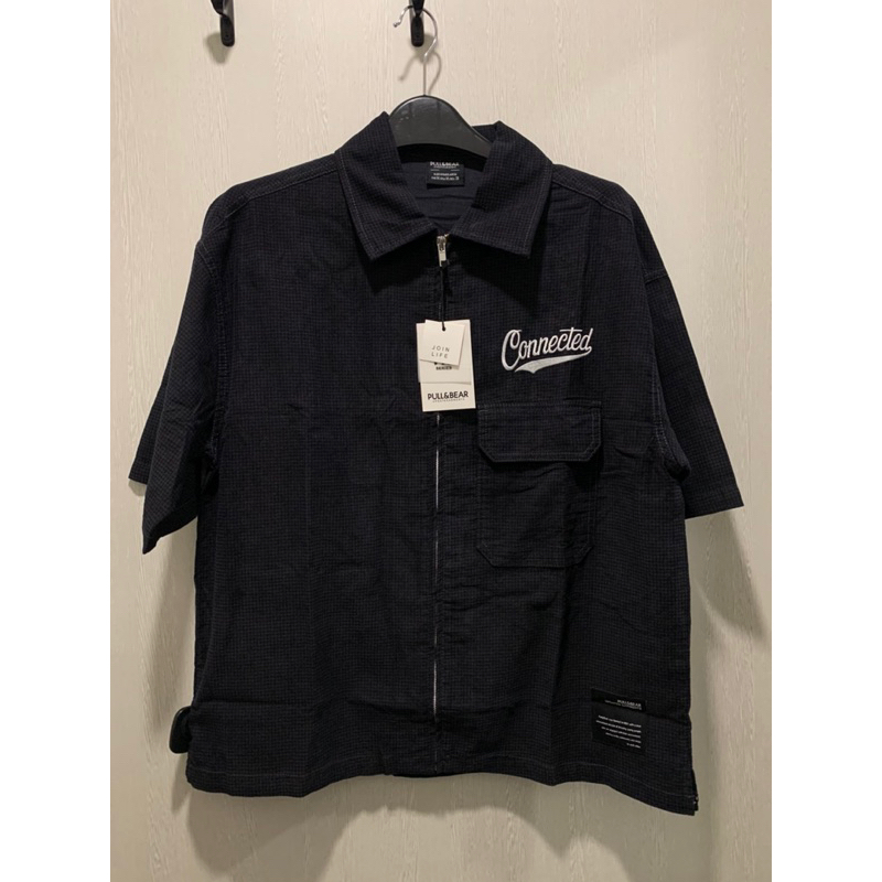 workshirt zipper pull&bear the transport motor black