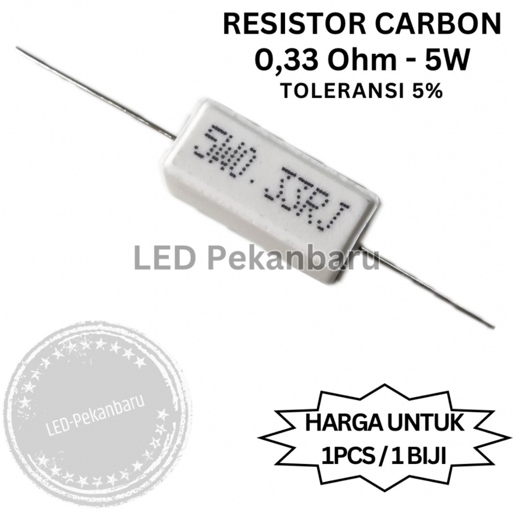 RESISTOR 5W 0,33 0.33 OHM 0.33R 0,33R 0,33ohm 5 WATT R BATU / KAPUR / CARBON TOLERANSI 5%