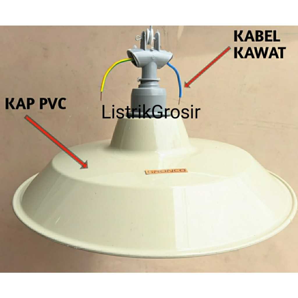 (KABEL KAWAT) SET KAP PVC 30CM SET Kap PVC + Fiting KABEL KAWAT Tudung Lampu Jalan Outdoor