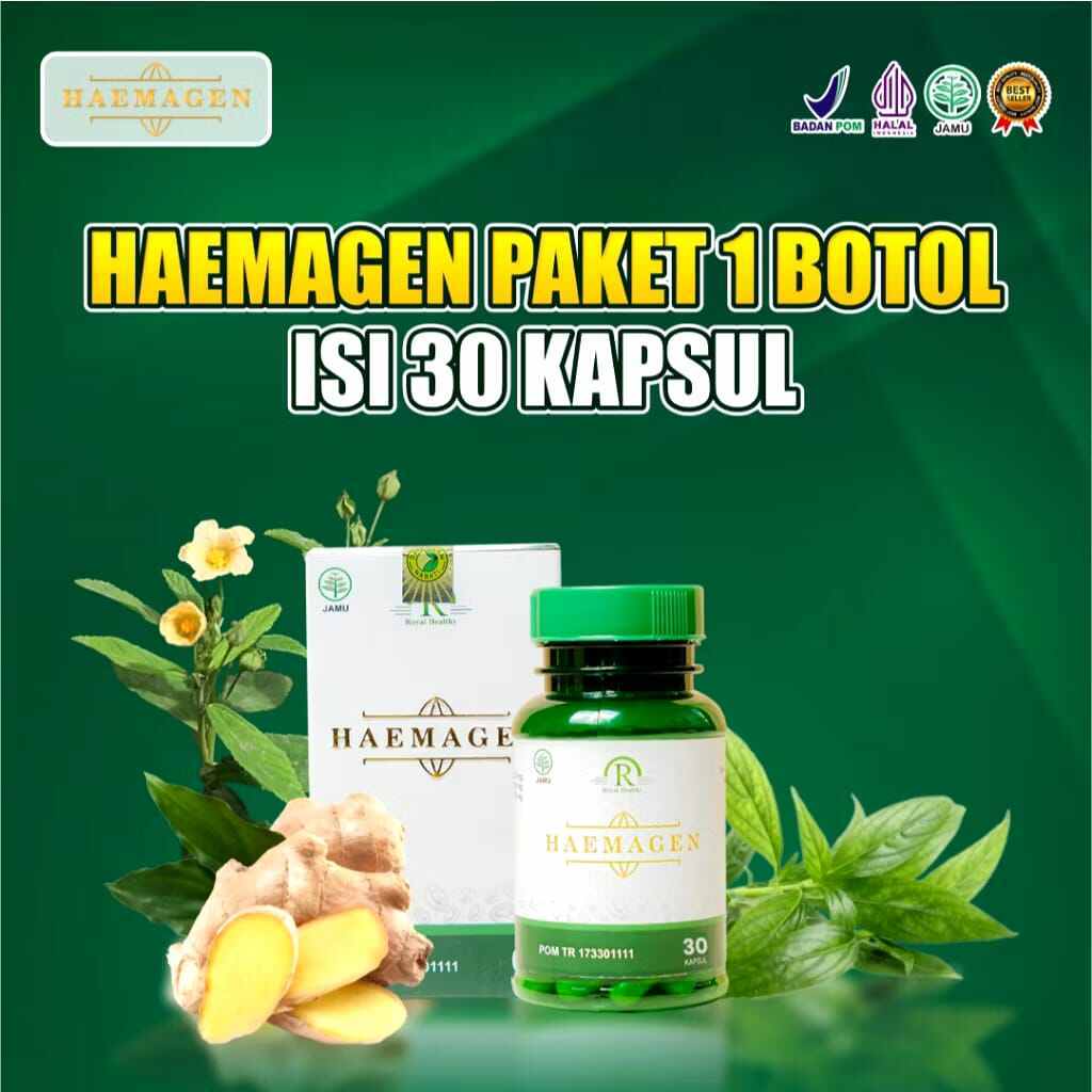 HAEMAGEN ® 30 KAPSUL HERBAL BEBAS JERAWAT ALERGI EKSIM RUAM DAN MASALAH KULIT LAINYA ATASI GATAL GAT