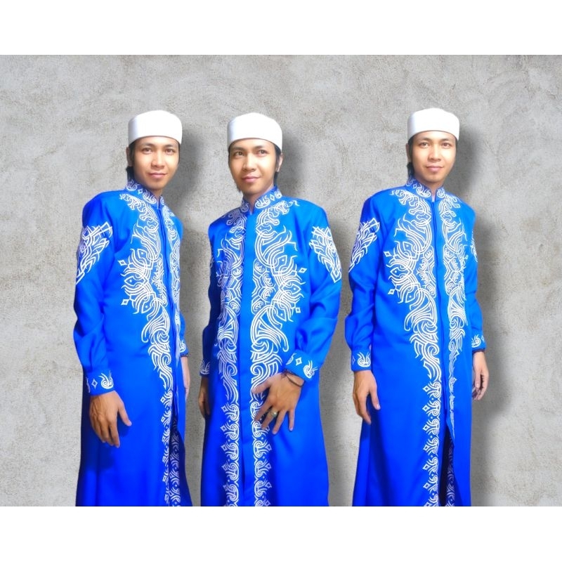 Jubah Elbani bordir Shimar baju muslim dewasa full bordir Ekslusif depan belakang jubah luaran full 
