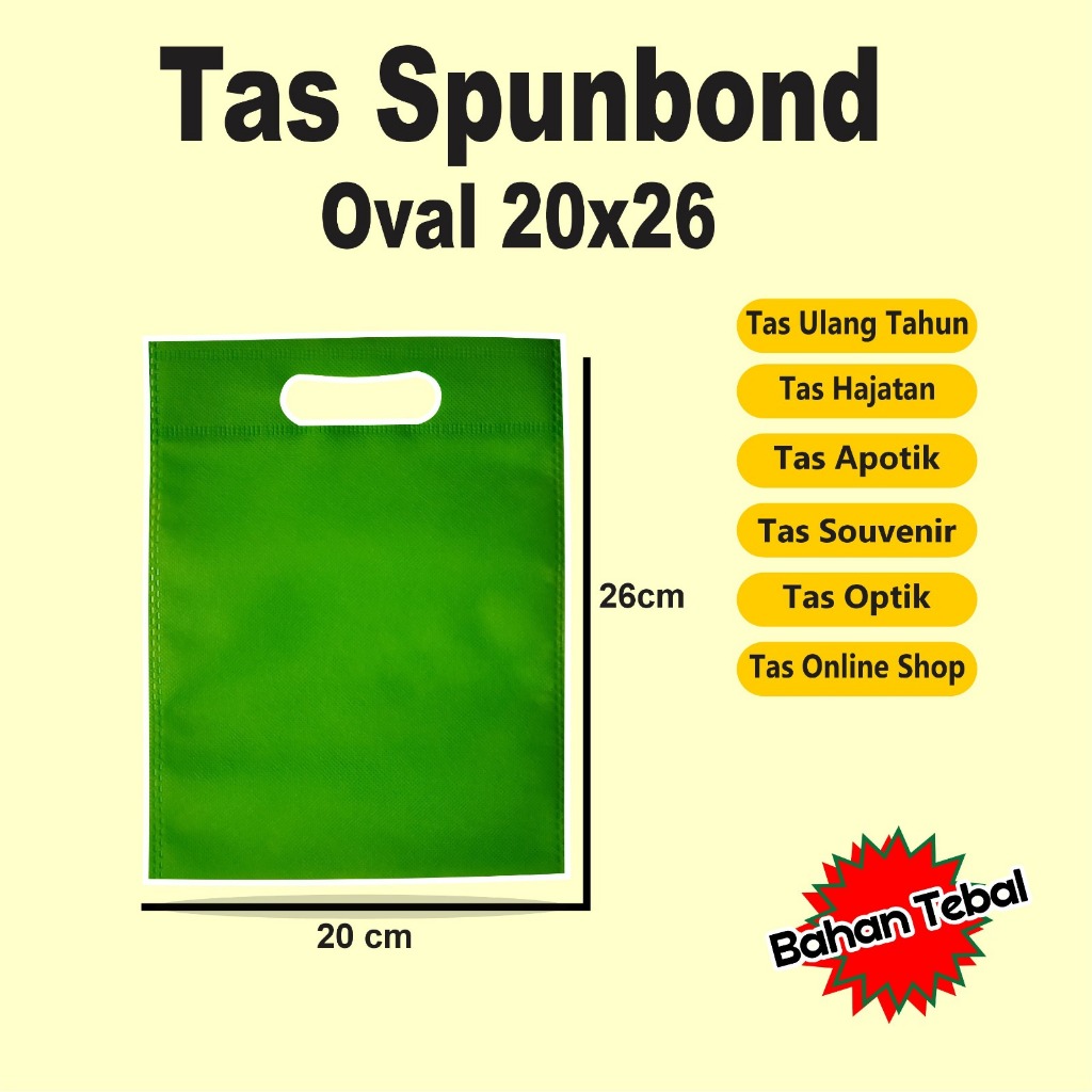 

Tas Spunbond Oval 20x26 / Tas Oval 20x26 / Tas Plong 20x26 / Tas Souvenir / Tas Ulang Tahun / Tas Khitan / Tas Hajatan / Tas Tasyakuran / Tas Hampers / Tas Aqiqah / Tas Kerudung / Tas Mukenah / Tas Haji / Tas Umroh / Tas Online Shop / Tas Belanja